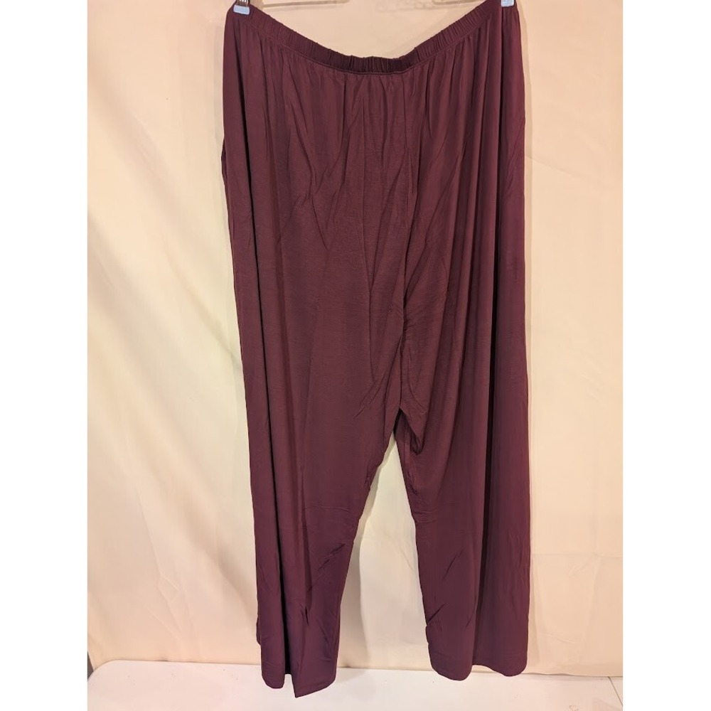 Retreat‎ by Rhonda Shear Lounge Pants 3X Maroon Wide Leg Soft Stretch - Picture 2 of 3